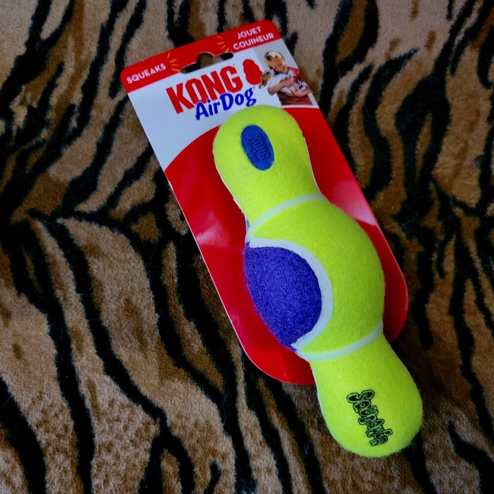 Kong Dog Air Dog Squeak Toy Yellow and Blue sm/med new ea.